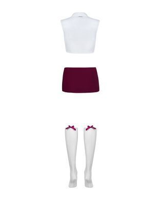 Эротический костюм студентки Obsessive Student 4 pcs costume L/XL, топ, юбка, стринги, гольфы SO7732 фото