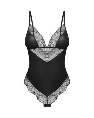 Тедди Obsessive Lobellis teddy, XS/S, черное, лиф с мягкой чашкой, открытая спина, низ-стринги SX1014 фото