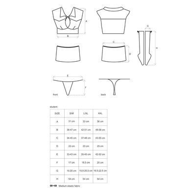 Эротический костюм студентки Obsessive Student 4 pcs costume L/XL, топ, юбка, стринги, гольфы SO7732 фото