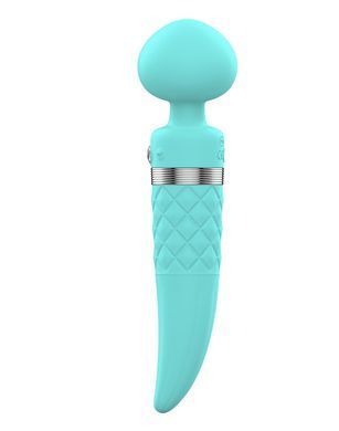 Вибромассажер 2в1 PILLOW TALK - Sultry Teal, классический массажер и вибратор с ротацией, подогрев SO2718 фото