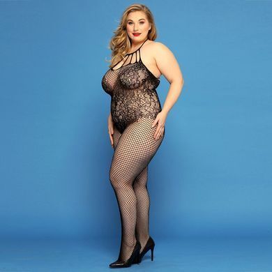 Сетчатый бодистокинг JSY &laquo;Откровенная Мадлен&raquo; Plus Size, Black, имитация боди, кружево, доступ SO8389 фото