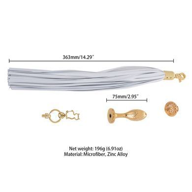 Металлическая анальная пробка Хвост пони LOCKINK SEVANDA White Pony-Tail Anal Pear-shape Plug SX0869 фото