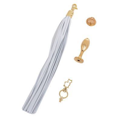 Металлическая анальная пробка Хвост пони LOCKINK SEVANDA White Pony-Tail Anal Pear-shape Plug SX0869 фото