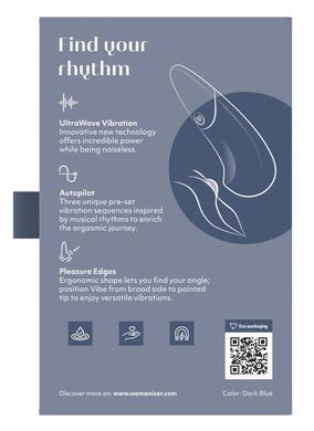 Мини-вибратор Womanizer Vibe Dark Blue, 3 авторежима + 10 уровней интенсивности SX2145 фото