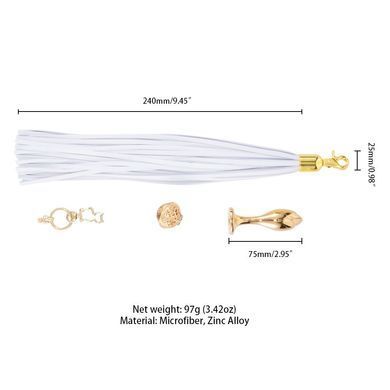 Металлическая анальная пробка Хвост пони LOCKINK SEVANDA White Pony-Tail Anal Rose-shape Plug SX0870 фото
