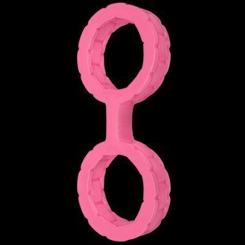 Наручники из силикона Doc Johnson The Cuffs Large - Pink, хорошо тянутся, для рук и для ног SO1968 фото
