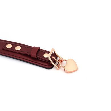 Кожаный ошейник с поводком Liebe Seele Wine Red Curved Collar, замок-сердечко SO9463 фото