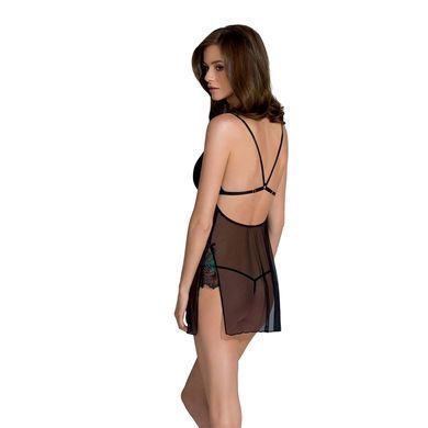 Сорочка Passion DELIENA CHEMISE XXL/XXXL black, стринги с заниженной талией SO8420 фото