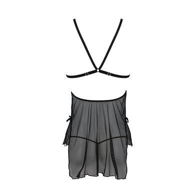 Сорочка Passion DELIENA CHEMISE XXL/XXXL black, стринги с заниженной талией SO8420 фото