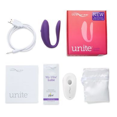 Недорогой вибратор для пар We-Vibe Unite Purple, однокнопочный пульт ДУ SO6936 фото