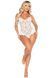Боди Leg Avenue Lace Floral Lace Halter Teddy with Flutter Accent One Size, White SX1756 фото 5