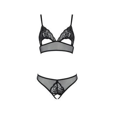 Комплект из браллета с ажурным лифом и открытыми трусиками Passion CHRISTA SET Open Bra L/XL black SO5759 фото