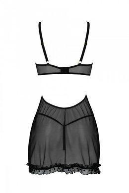 Эротический пеньюар Passion MARINA CHEMISE, S/M, black SO9724 фото