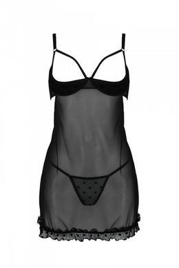 Эротический пеньюар Passion MARINA CHEMISE, S/M, black SO9724 фото