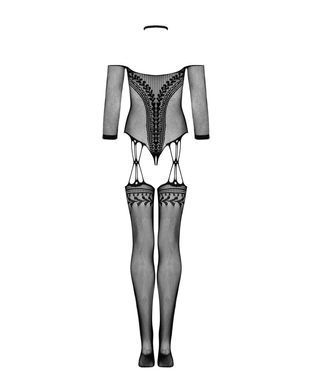 Нейлоновый бодистокинг с имитацией чулок Obsessive Bodystocking G333 S/M/L, black, с доступом SO7699 фото