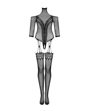 Нейлоновый бодистокинг с имитацией чулок Obsessive Bodystocking G333 S/M/L, black, с доступом SO7699 фото