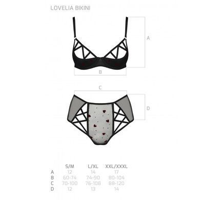 Эротический комплект с рисунком Passion LOVELIA BIKINI L/XL, black SO4747 фото