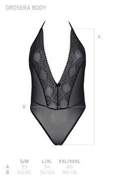 Боди Passion DROSERA BODY black, L/XL, высокие вырезы, верх на завязках SX0470 фото