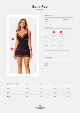 Сорочка и трусики Obsessive Bella Rou chemise & thong XL/2XL SO7860 фото