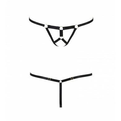 Трусики стринги из стреп Passion Exclusive ARMANDA THONG L/XL, black PS26804 фото