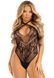 Тедди Leg Avenue Thong teddy with strappy back, One Size, черное, эластичное кружево, низ &mdash; стринги SX1081 фото 1
