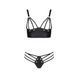 Комплект из эко-кожи с люверсами и ремешками Passion MALWIA BIKINI L/XL, black, бра и трусики SO5762 фото 3