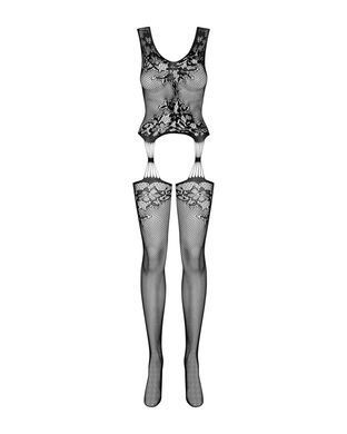 Бодистокинг Obsessive Bodystocking F221 S/M/L, силуэтный цветочный рисунок, имитация чулок SO7228 фото