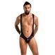 Мужское открытое боди Passion 027 BRUNO S/M Black, под латекс, на лямках SO7553 фото 3