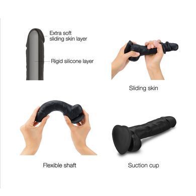 Реалистичный фаллоимитатор Strap-On-Me Sliding Skin Realistic Dildo Black XL, эффект подвижной кожи SO6258 фото