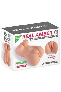 Мастурбатор мини-торс с вибрацией Real Body Real Amber, вагина и анус, 25х18см SO9948 фото