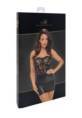 Платье Noir Handmade F300 Solace, L, кружево, корсетный верх, шнуровка сзади, юбка мини под латекс SX0239 фото