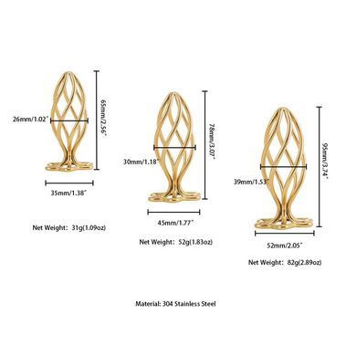 Анальная пробка LOCKINK SEVANDA Hollow Spiral Golden Metal Anal Plug - M size SX0883 фото