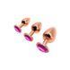 Металлическая анальная пробка Wooomy Tralalo Rose Gold Metal Plug Magenta S диаметр 2,8см, длина 7см SO7429 фото 4