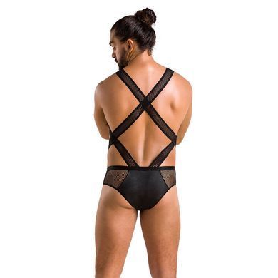 Мужское эротическое сетчатое боди Passion 045 VICTOR L/XL Black, экокожа, сетка SO7606 фото