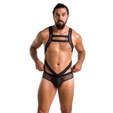 Мужское эротическое сетчатое боди Passion 045 VICTOR L/XL Black, экокожа, сетка SO7606 фото
