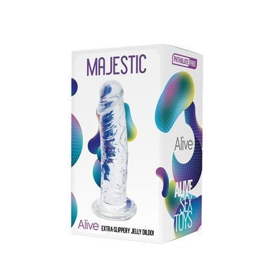 Прозрачный фаллоимитатор Alive Jelly Dildo Majestic, TPE, присоска, диаметр 3,7 см, длина 14,7 см SO5312 фото