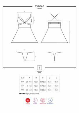 Эротический кружевной комплект с сеточкой Obsessive 838-BAB-1 babydoll & thong black XXL, черный, пе SO7183 фото