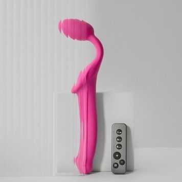 Безремневой страпон с вибрацией Strap-On-Me Vibrating Fuchsia XL, диам. 4,7см, пульт ДУ, регулируемый SX2573 фото