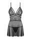 Эротический кружевной комплект с сеточкой Obsessive 838-BAB-1 babydoll & thong black XXL, черный, пе SO7183 фото 6
