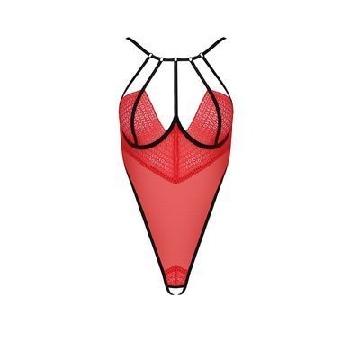 Боди с высоким вырезом бедра Passion Exclusive AKITA BODY L/XL, red PS24201 фото
