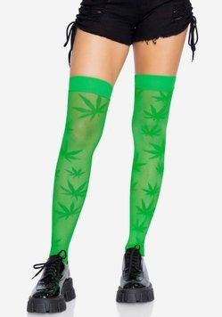 Чулки с рисунком Leg Avenue 420 Net thigh highs Green SO9160 фото