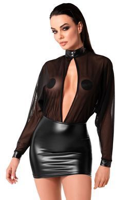 Платье Noir Handmade F348 Powerwetlook and tulle dress - XXL SX2093 фото