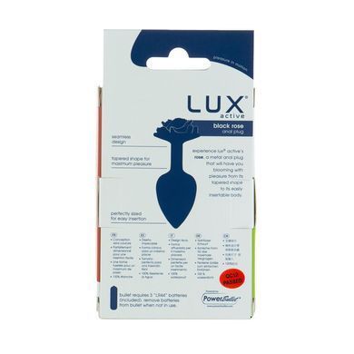 Металлическая анальная пробка Lux Active с розой - Rose Anal Plug - Black, вибропуля в подарок SO5572 фото
