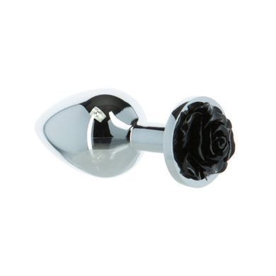 Металлическая анальная пробка Lux Active с розой - Rose Anal Plug - Black, вибропуля в подарок SO5572 фото