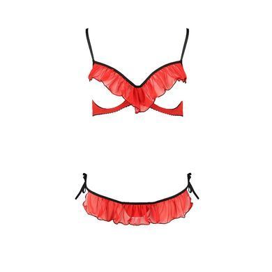 Комплект белья Passion Exclusive CHERRY SET OpenBra L/XL, red, открытый лиф, трусики-юбочка PS25507 фото