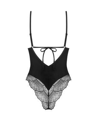 Тедди Obsessive Lobellis teddy, XL/2XL, черное, лиф с мягкой чашкой, открытая спина, низ-стринги SX1016 фото