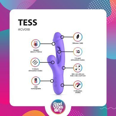 Вибратор-кролик Good Vibes Only - Tess Rabbit Vibrator with G-Spot Stimulator SX3065 фото