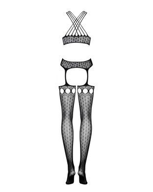 Бодистокинг Obsessive Bodystocking G313 S/M/L, шнуровка, геометрический декор SO7237 фото