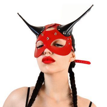 Кожаная маска Art of Sex - Lucifer Red&Black SO9813 фото