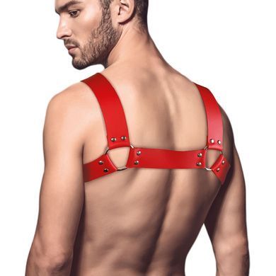 Мужская портупея на грудь из натуральной кожи Feral Feelings - Bulldog Harness Red SO9413 фото